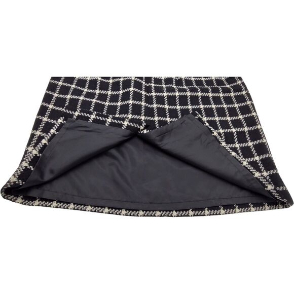 Fall Winter Timeless Black & White Plaid Window Pane Size 12 Talbot's Wool Skirt - Picture 12 of 14
